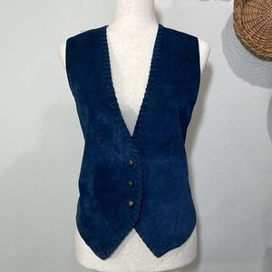 Vintage 90’s Paris Sport Club Navy Blue Leather Satin Vest Ladies Size Medium